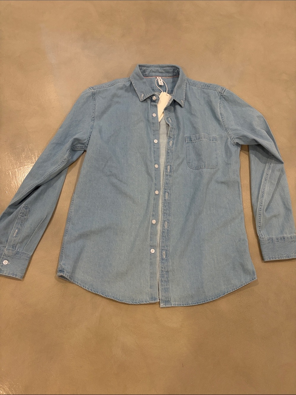Light Blue Denim Button-Down Shirt - Casual Men's Long Sleeve